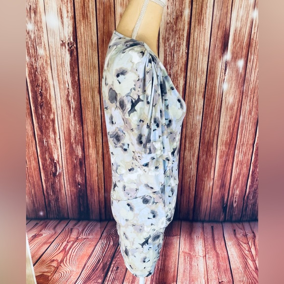 Women’s Small Blouse Deletta Multicolored Cinched Shoulder & Hip Asymmetrical - Picture 5 of 12